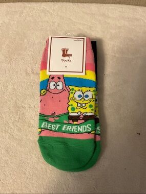 SpongeBob & Patrick Best Friends Crew Socks - Pink, Green, Yellow